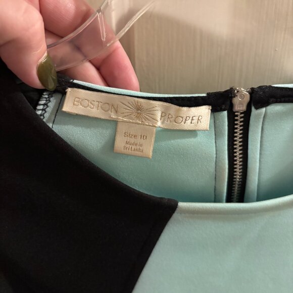 Boston Proper Women's Black/Teal Scuba Dress Size:10 - Picture 3 of 8